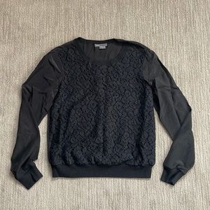 Vince Silk Blouse with Cotton Detail | Black | Size Medium